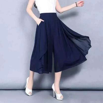 Elastic High-waist Capri Pants
