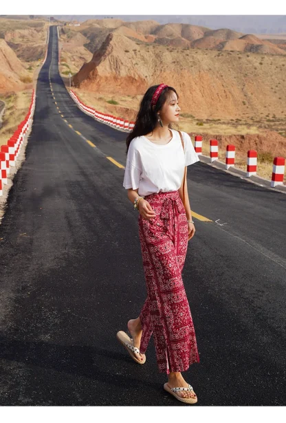 Wide Leg Tie-up Capri Pants - Image 5