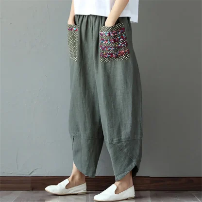 Elastic Retro Harem Capri Pants - Image 2