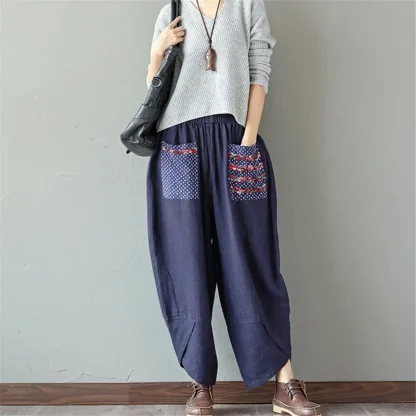 Elastic Retro Harem Capri Pants - Image 4