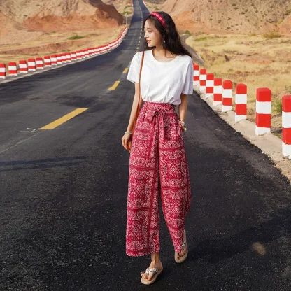 Wide Leg Tie-up Capri Pants - Image 2