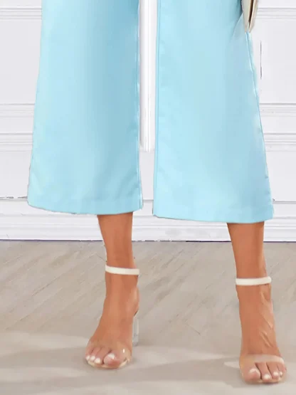 Wide Leg Blue Capri Pants - Image 5