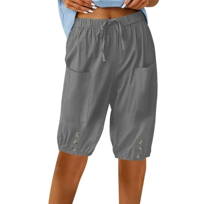 Cropped Drawstring Capri Pants - Image 3