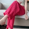 Plaid Elastic Waist Capri Pants - Image 4