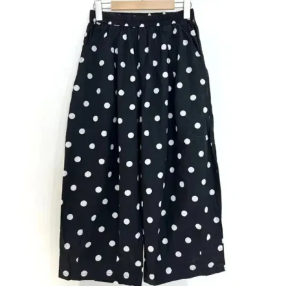 Wide Leg Polka Dot Capri Pants - Image 4