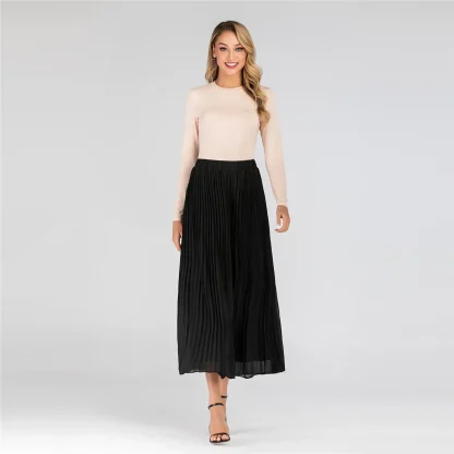 Flowy Pleats Wide Leg Capri Pants - Image 5