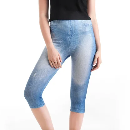 Denim Print Legging Capri Pants