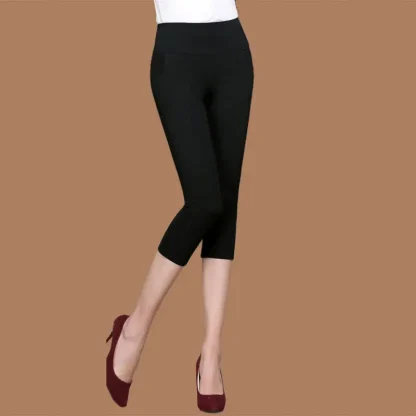 Stretchable Skinny Solid Capri Pants - Image 3