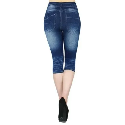 Denim Print Legging Capri Pants - Image 5