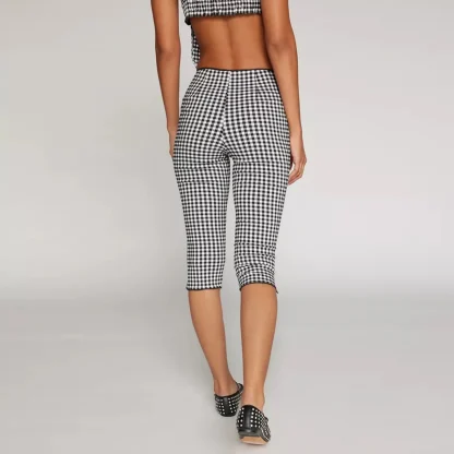 Slim Fit Plaid Capri Pants - Image 4