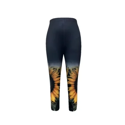 Sunflower Print Legging Capri Pants - Image 2