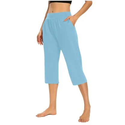 Cropped Solid Capri Pants