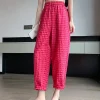 Plaid Elastic Waist Capri Pants - Image 2
