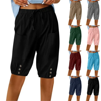 Cropped Drawstring Capri Pants - Image 6