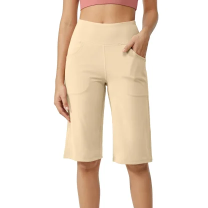 Cropped Solid Relax Fit Capri Pants - Image 2