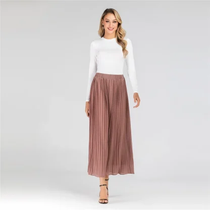 Flowy Pleats Wide Leg Capri Pants - Image 2