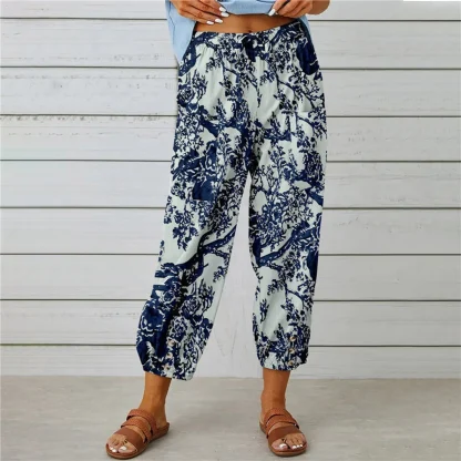 Floral Elastic Waist Capri Pants - Image 5