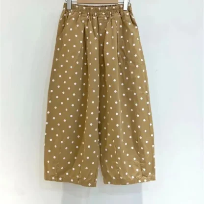 Wide Leg Polka Dot Capri Pants - Image 3