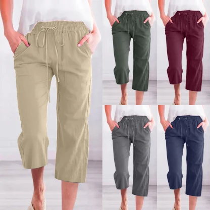 Elastic Drawstring Capri Pants - Image 6