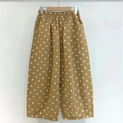 Wide Leg Polka Dot Capri Pants - Image 2