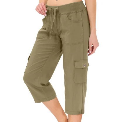 Drawstring Cargo Capri Pants - Image 3
