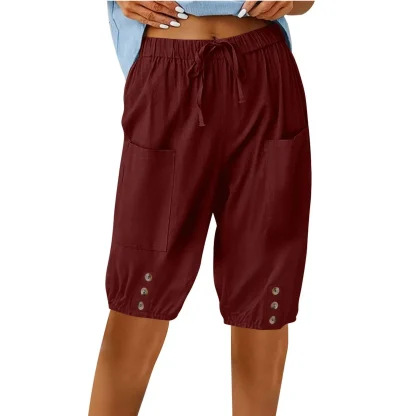Cropped Drawstring Capri Pants - Image 5