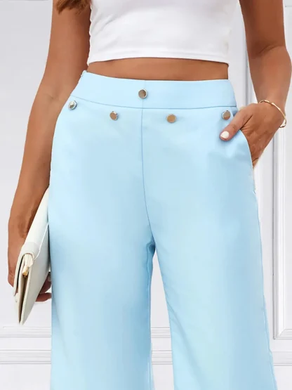 Wide Leg Blue Capri Pants - Image 4