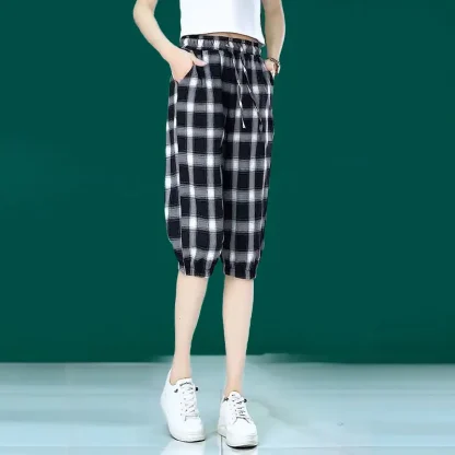 Plaid Cropped Capri Pants