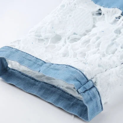 Lace Trim Slim Fit Capri Pants - Image 5