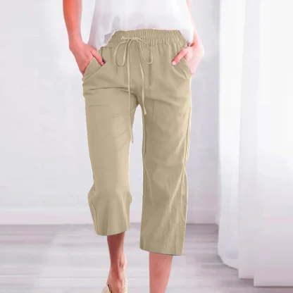 Elastic Drawstring Capri Pants - Image 2