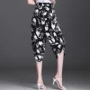 Cropped Black Floral Capri Pants - Image 4