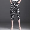 Cropped Black Floral Capri Pants - Image 2