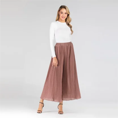 Flowy Pleats Wide Leg Capri Pants - Image 3