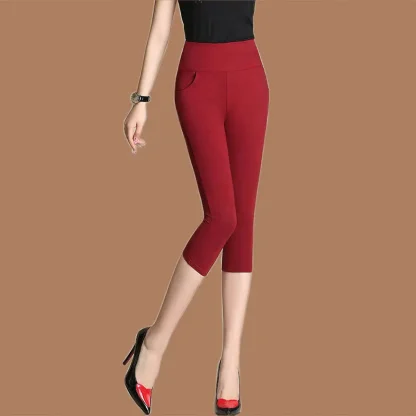 Stretchable Skinny Solid Capri Pants - Image 4