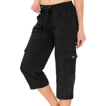 Drawstring Cargo Capri Pants - Image 2