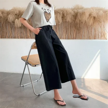 Casual Drawstring Capri Pants - Image 4