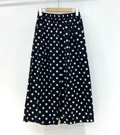 Wide Leg Polka Dot Capri Pants - Image 6