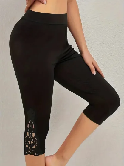 Lace Trim Legging Capri Pants - Image 3