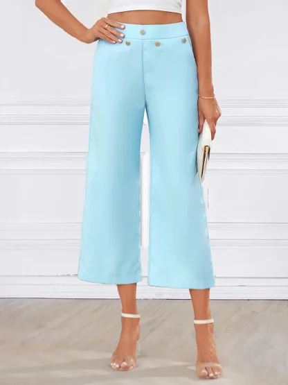 Wide Leg Blue Capri Pants - Image 3