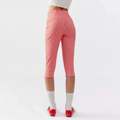 Slim Fit Plaid Capri Pants - Image 2