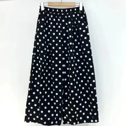 Wide Leg Polka Dot Capri Pants - Image 5