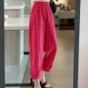 Plaid Elastic Waist Capri Pants