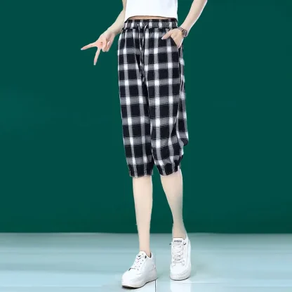 Plaid Cropped Capri Pants - Image 3