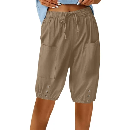 Cropped Drawstring Capri Pants - Image 2