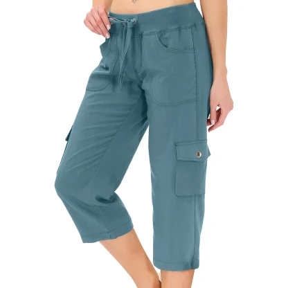 Drawstring Cargo Capri Pants - Image 4