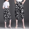 Cropped Black Floral Capri Pants - Image 5